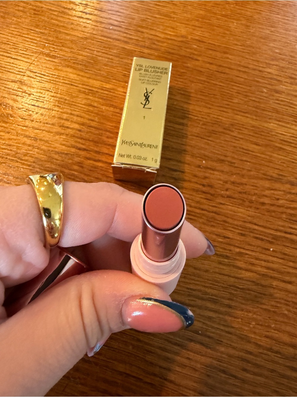 Yves Saint Laurent Lip Blusher with Rose Gold Cap and Pale Pink Tube - Picture 3 of 5
